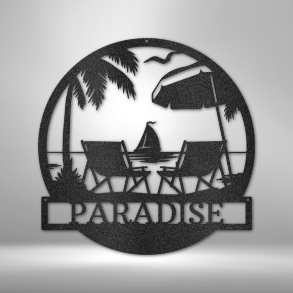 Paradise Monogram Metal Sign Laser Cut Powder Coated Home & Office Metal Wall De
